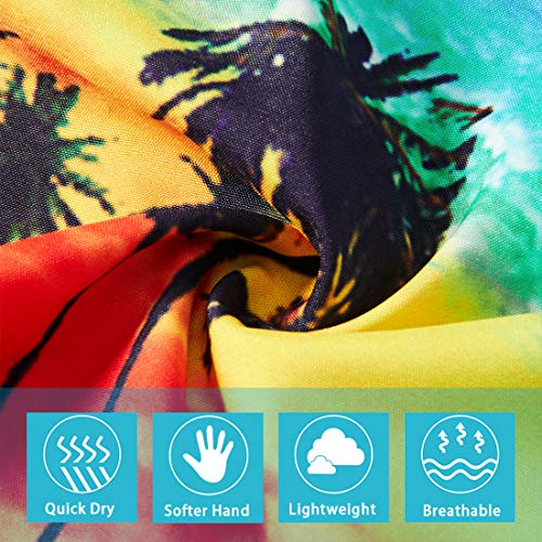 Mens Funny Swimming Trunks 3D Graphic Blue Hawaiian Palm Tree Board Shorts Long Beachwear Quick Dry Brazilian 80s Retro Basic Watershorts Summer Holiday Bathing Suits Hawaii Tropical Clothing