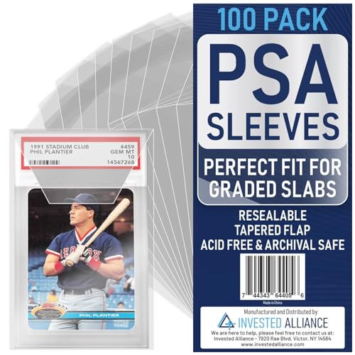 Invested Alliance PSA Slab Sleeves for Graded Cards | PSA Exact Fit Graded Card Sleeves Resealable Slab Protector for TCG Collectors - Sports Trading & Gaming.