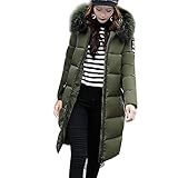 iHENGH Damen Winter Jacke Dicker Warm Bequem Slim Parka Mantel Lässig Mode Reißverschluss Frauen Feste Beiläufige Nehmen Unten Lammy ab Coat(Armeegrün, XL)