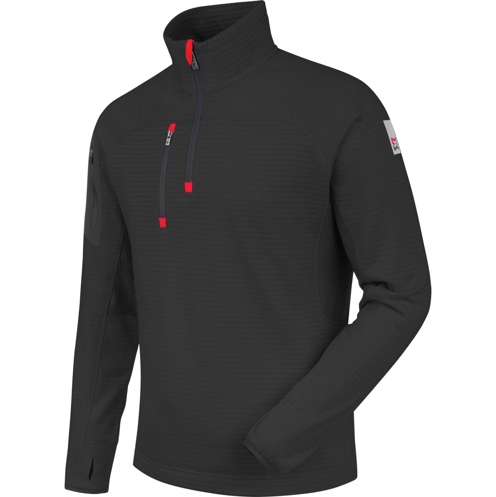 WÜRTH MODYF Fleecetroyer Stretch Fleece Pullover – Dehnbarer Fleece mit Zipkragen – Schwarz, XL