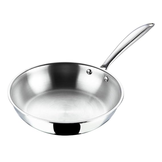 Vinod Platinum Triply Stainless Steel Frypan, 24cm, Silver