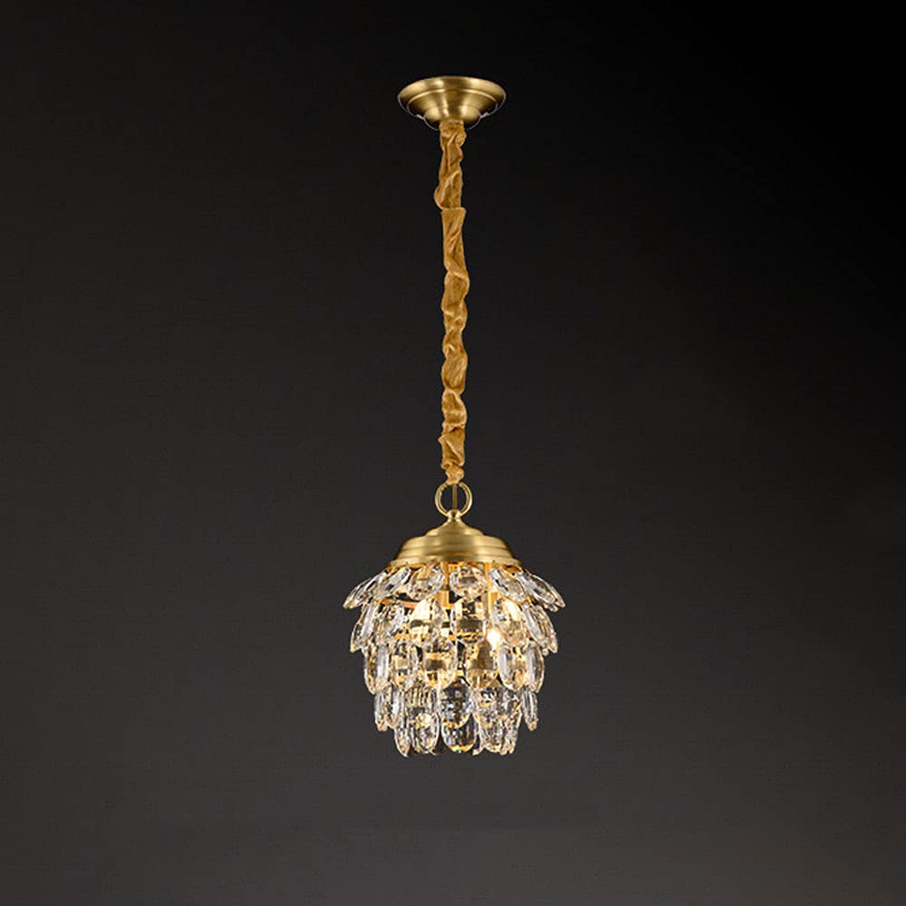 Lustre en cristal E14 en cuivre pur pour illuminer une table de bar moderne