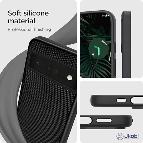 Image of Jkobi Silicone Back Cover Case for Google Pixel 6 Pro (Textured Grip Design | Camera Protection | Slim and Light Weight | Soft Touch and Feel | Black)