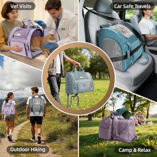 Lollimeow Expandable Cat Carrier Backpack for Large Cats - Airline Approved Pet Carrier Backpack for Small Dogs, Hiking & Travel, Waterproof with Breathable Mesh, 14lbs Capacity (Plum, Standard) - Image 5