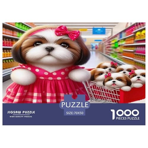 Puzzle de 1000 piezas contra el estrés con escena de cachorros relajante