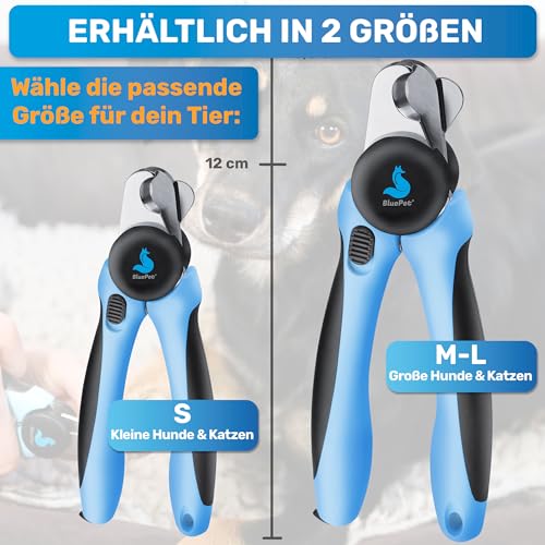 BluePet Krallenschere mit Schutz für kleine Hunde & Katzen, mit Abstandhalter für mehr Sicherheit, Krallenzange für kleine Krallen + Krallenfeile im Griff, Alternativ zu Nagelschere & Krallenschleifer