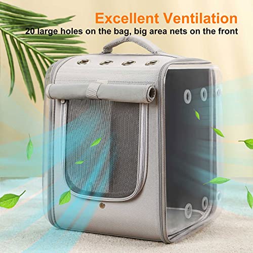 Image of Cat Backpack Carrier Large Pet Backpack Carrier, 17lbs Load-Bearing Ventilated Design Dog Backpack Carrier for Small Dogs, Sturdy Cat Bubble Backpack for Travel, Hiking & Outdoor Use, Grey