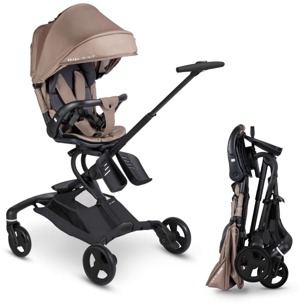 BÉABA X Micro Mobility Baby Cruiser Passeggino Dalla Nascita, Seduta Girevole 360°, 7 Posizioni, 3 Inclinazioni, Chiusura Una Mano, Ruote LED, Imbracatura 5 Punti, Cappottina UPF 50+, Pralinato