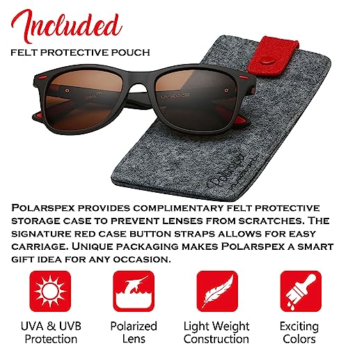 Image of PolarSpex Polarized Sunglasses for Men and Women | UV Protection, Durable Lightweight Frame, Retro Style, Felt Carrying Case, Clear Vision for Driving, Fishing & Everyday Wear.