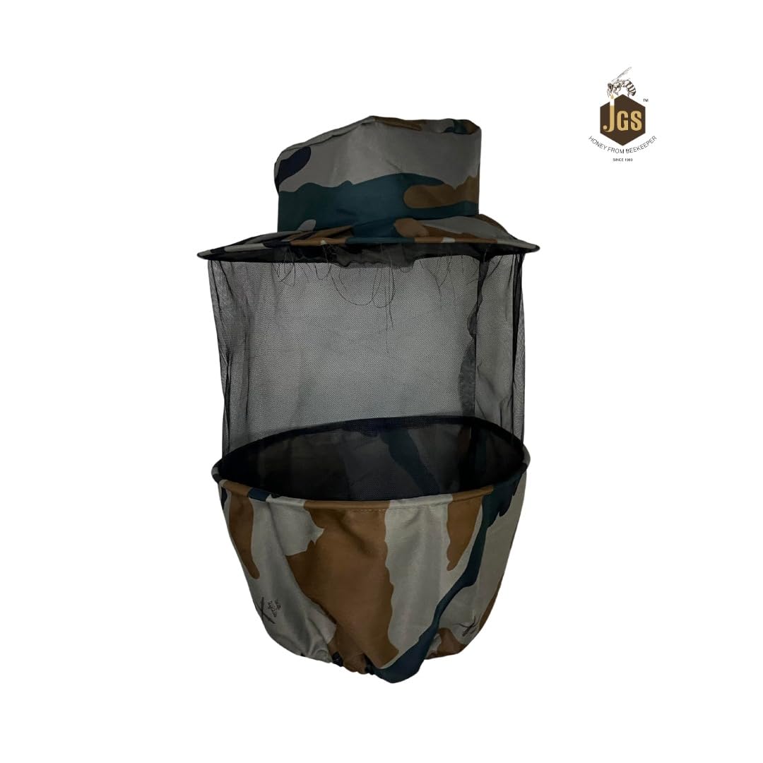 JGS Bee Cap Honeybee Cap | Bee Veil for Protection of Face from Honey Bee Sting | Sting Protection for Neck and Face (Army Colour) - Image 3 thumbnail