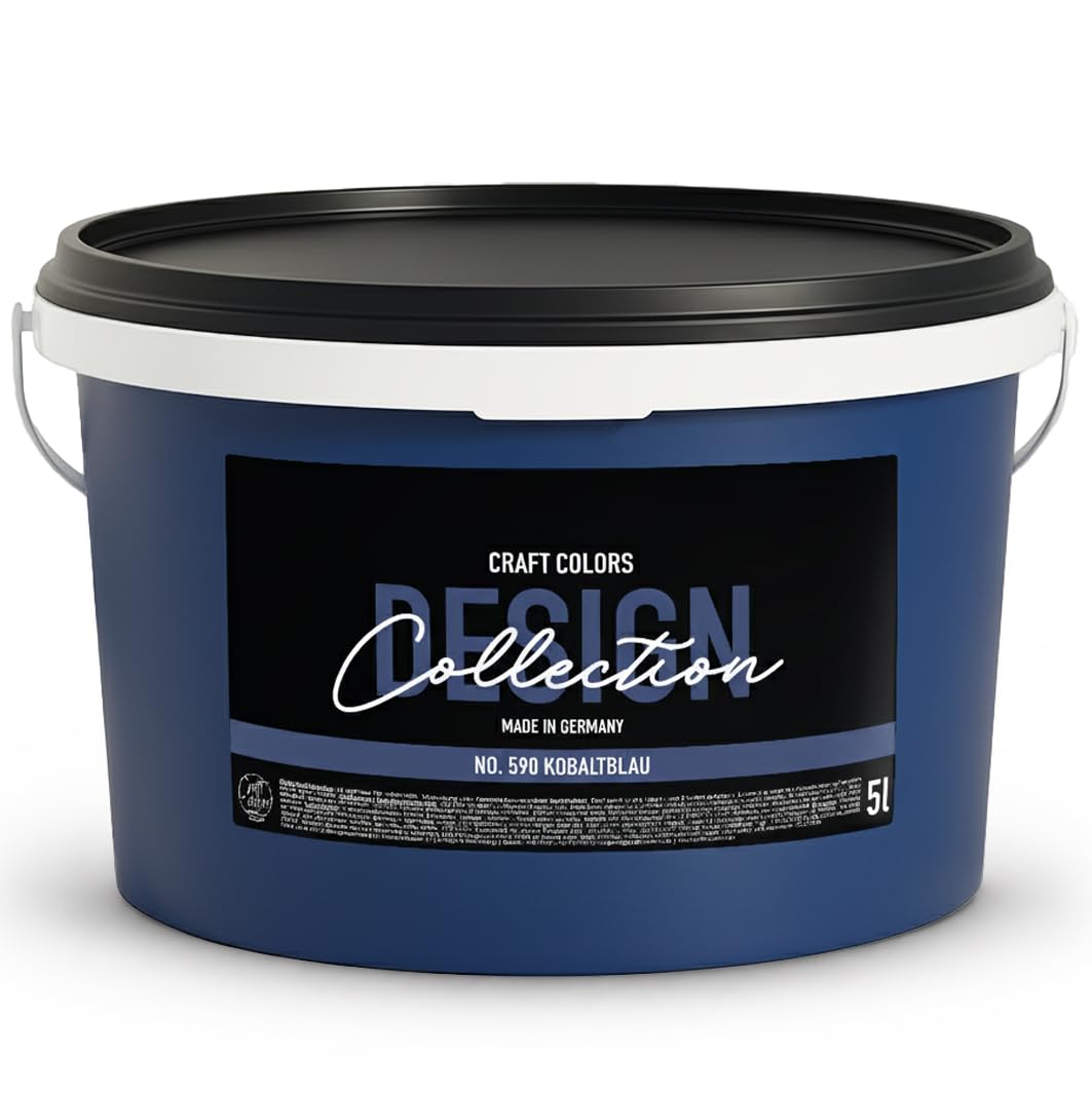 Craft Colors® 5L hochwertige Wandfarbe edelmatt, Kreidefarbe made in Germany, DESIGN Collection No. 590 Kobaltblau