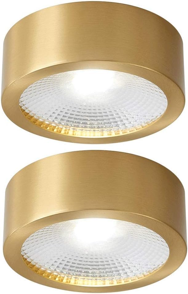 Panel de luz LED montado, luz empotrada de Techo ultradelgada, Foco de latón, lámpara de luminaria COB Circular,Araña