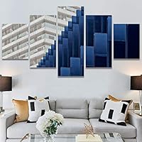 SIGNWIN 5 Panel Canvas Wall Art Abstract Architecture Modern Artwork for Home Decorations Ready to Hang - 60