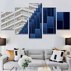 SIGNWIN 5 Panel Canvas Wall Art Abstract Architecture...