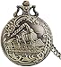 FHISD Orologio da Taschino Orologio da Taschino Antico Orologio da Taschino da Uomo con Design Treno 3D,Orologio da Taschino alla Moda in Bronzo per Uomo,Orologi da Tasca al Quarzo Premium per ADO