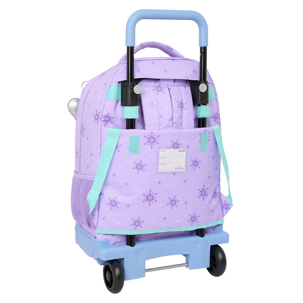 Safta | Mochila Escolar Grande con Ruedas Frozen Spirit, Compact Evolution Extraíble y Lavable, Espalda y Hombreras Acolchadas, Portabotellas, Base Reforzada, Fabricado en España, Medidas 33x22x45 cm