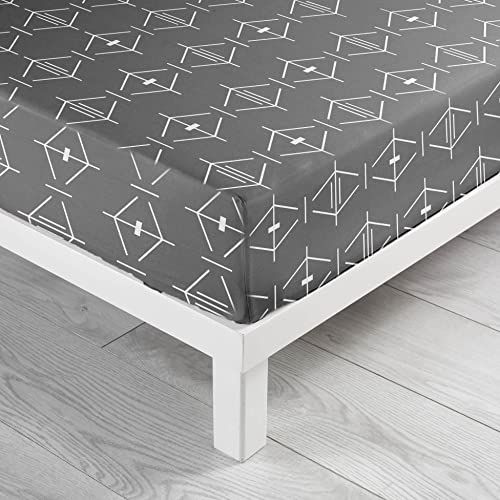 douceur d'intérieur, Drap Housse (140 x 190 cm) Aristide Anthracite, 100% Coton