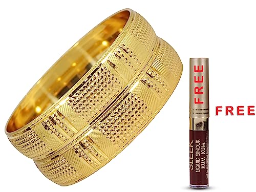 Image of NMII Brass Gold Plated Bangles Set For Women's & Girls (Pack of 2)