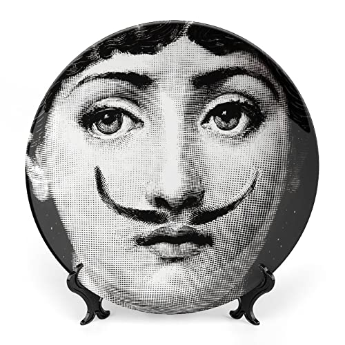 Lina Cavalieri Plate, Wall Decorative Plate, Mysterious Face Plate Wall Hanging Decoration,Including Bracket and Special Spring Hook,B9,8inch