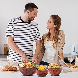 Hasense Ceramic Mixing Bowls, Large Serving Dishes Set of 3 for Cooking, Baking, Prepping, Porcelain Nesting Bowls for Salads, Fruit, Popcorn, Cereal, 2.1/1.0/0.5 Qt, Dishwasher & Microwave Safe, Red Hasense Ceramic Mixing Bowls Large Serving Dishes Set of 3 for Cooking Baking Prepping Porcelain Nesting Bowls for Salads Fruit Popcorn Cereal 211005 Qt Dishwasher Microwave Safe Red