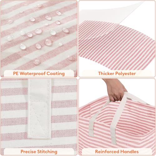 Image of Lifewit 2 Pack Laundry Basket 80L Each, Collapsible Clothes Hamper with Reinforced Handles, Freestanding Waterproof Design for Bedroom and Laundry Room, Grey&Pink 160L Total