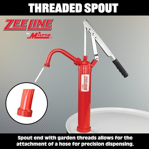 Image of ZEELINE by Milton Hand Operated Lever Drum Pump, 15-55 Gallon, 1 Gallon per 9 Strokes, All Steel Body, ZED-S