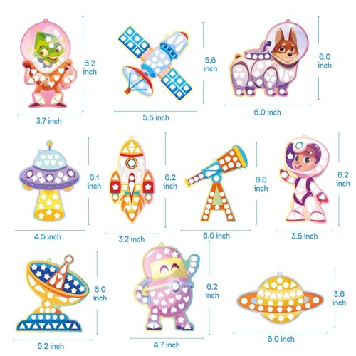 iGetooy 10 Sets DIY Mosaic Stickers for Kids, Space Art Craft Kit with 720+ Stickers, Travel Toys for Kids, Birthday Gifts for Girls and Boys 3-8 Year Olds - image 6