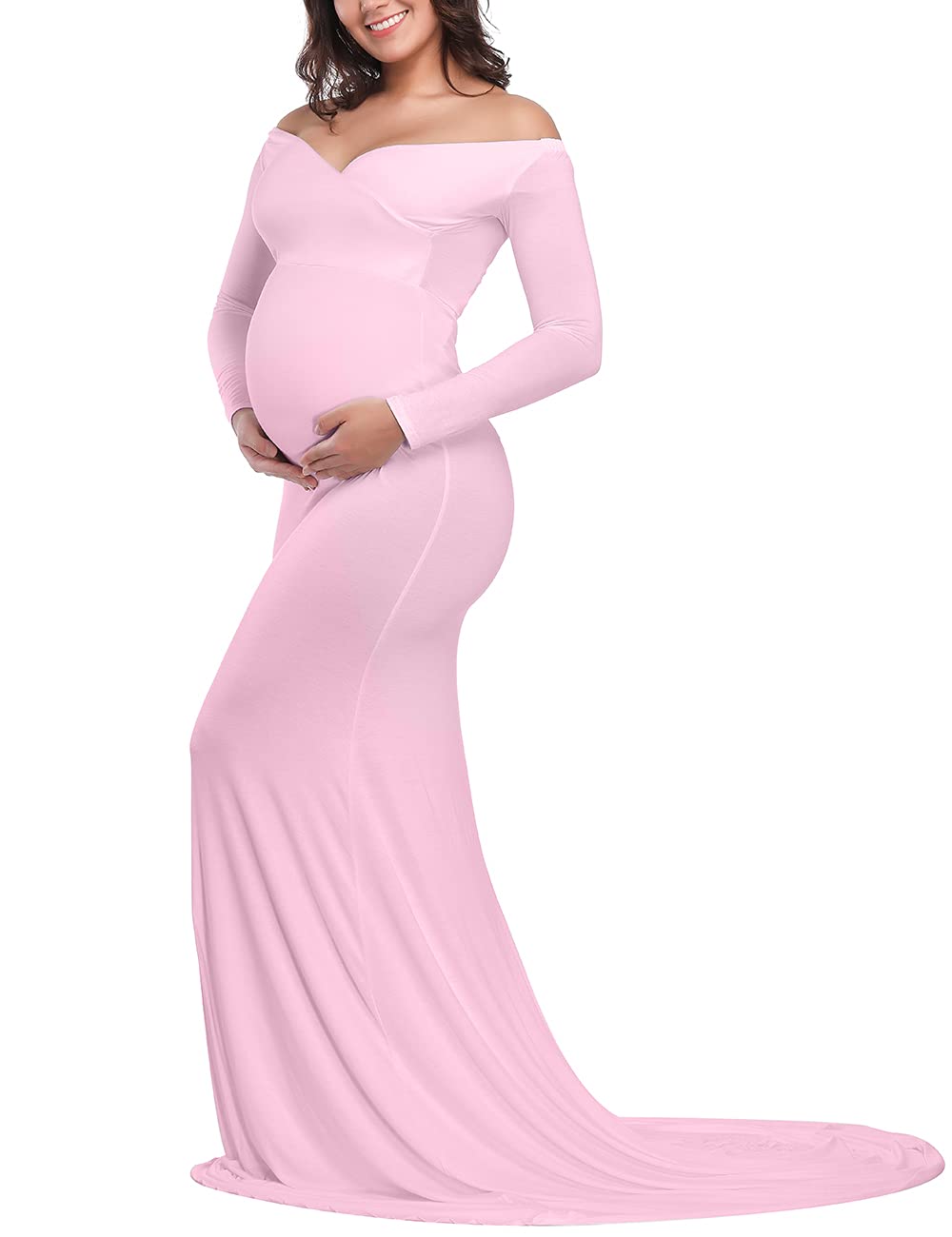 JustVH Women's Floor Length Soft Dress (_A- Pink_S)