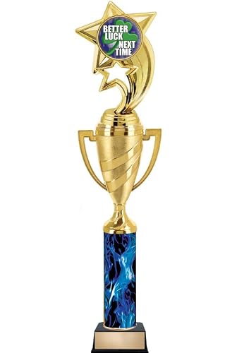 Crown Awards Personalized Better Luck Next Time Trophy, 14" Blue Better Luck Next Time Trophy Prize, Personalize with Free Engraving