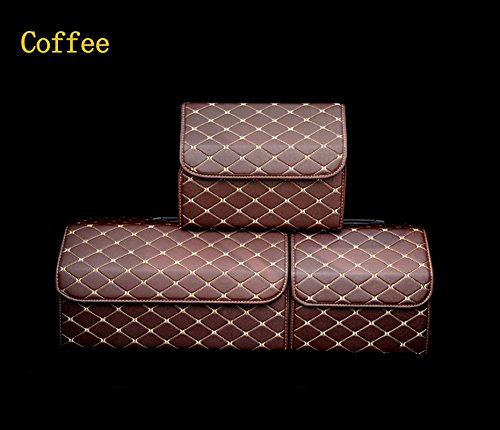 WorthMats, organizer pieghevole per bagagliaio, in pelle PU, con diamanti, per auto, camion, SUV, furgoni