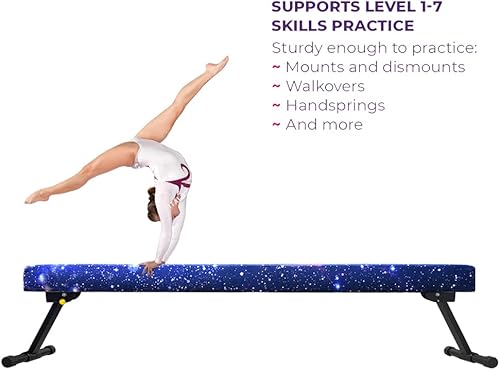 Miniatura 6 de Peakpath Viga de equilibrio de gimnasia ajustable y plegable de 6 pies, equipo de gimnasio en casa, fácil montaje y almacenamiento, no requiere