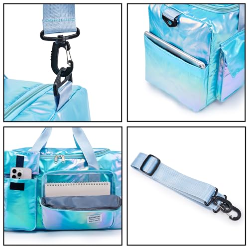 Image of Small Gym Bag for Women, Travel Duffle Bag Carry On Weekender Bag with Shoe Compartment