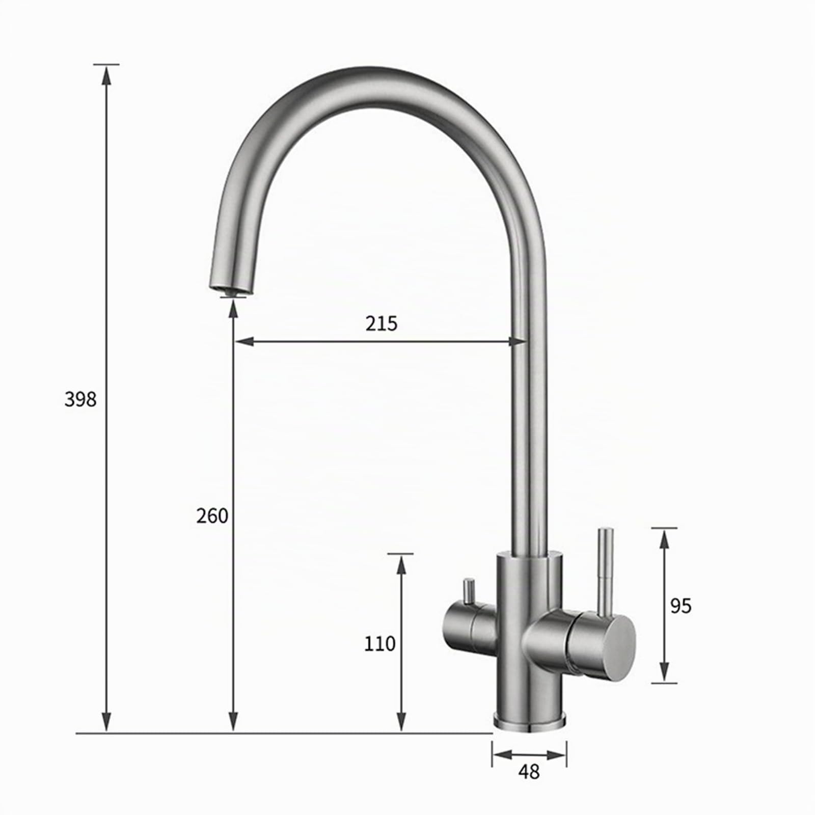 Grifo Osmosis 3 Vias Oro Cepillado Grifo de Cocina Fregadero Osmosis con Palanca Doble Mezclador Grifo de Cocina para Agua Potable