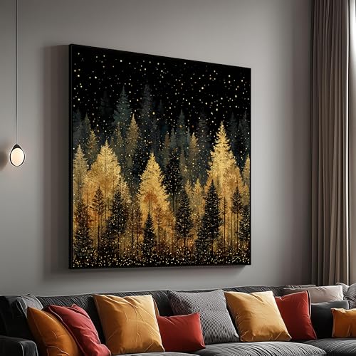 Peinture décor forêt 55x55cm pour habiller un mur vide avec élégance