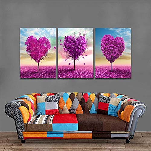 Art mural pour habiller un grand mur vide : 3 toiles modernes arbre 60x80cm