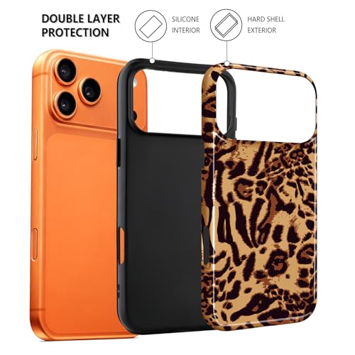 Image of Magnetic for iPhone 17 Pro Max Case for Women Men, Brown Leopard | Cute Cheetah Pattern Design [Compatible with MagSafe] 2-Layer Hybrid Shockproof Glossy Protective Cover