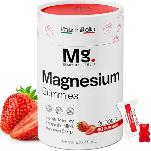 Magnesium Supplement 2000mg for Better Sleep - Supplements for Memory and Focus - High Absorption Muscle and Brain Support - Stress Relief - 60 Count (Pack of 1) Strawberry