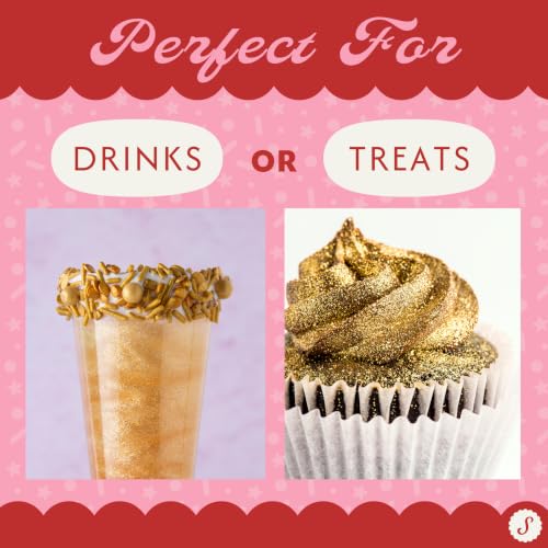 Image of Sweets Indeed Edible Glitter, Perfect for Drinks, Cocktails, Beverages & Cake Decorating, Dessert Cake Topper, 4 grams (Gold 4g)