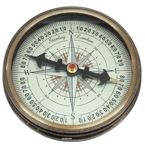 Brújula náutica vintage de latón 100 años con calendario miniatura 5