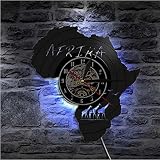 JKLMZYT African Vinyl Record Wall Clock Home Decor Art Wall Hanging Watch Unique Modern Africa Map S