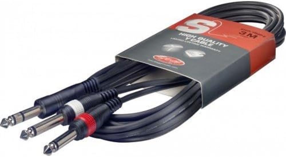 Stagg Stereo 6.3Mm Jack (M) To 2 X Mono 6.3Mm Jack (M) Y-Cable 1M Syc1/Ps2p E
