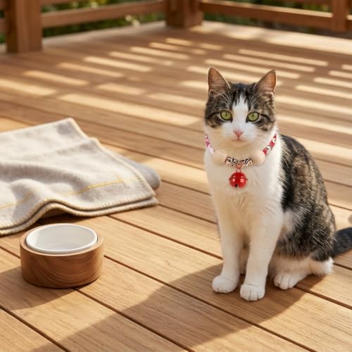 Image of Qpets Cat Collar Adjustable 25 to 33CM Camphor Wood Flea Prevention Red