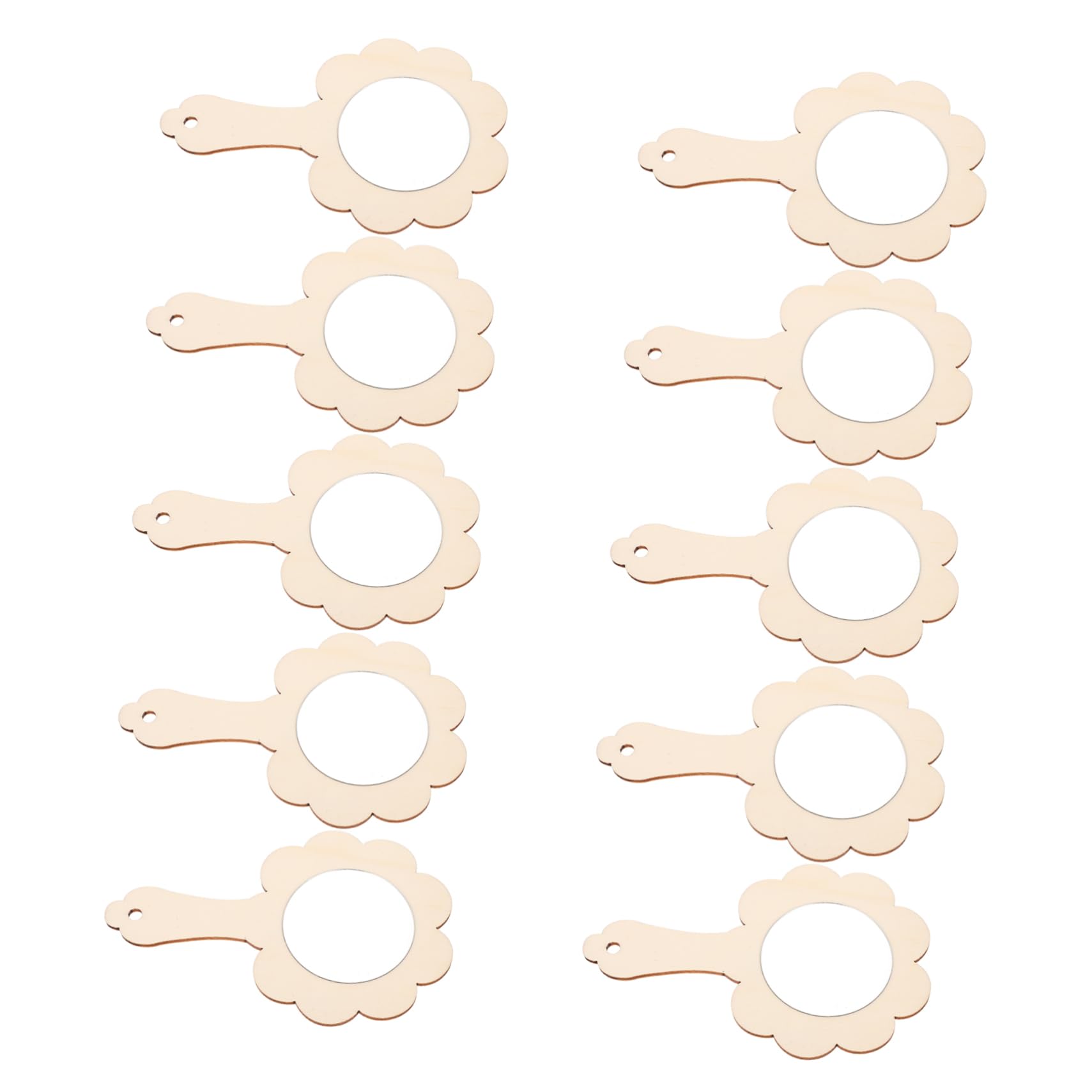 FRCOLOR 10pcs Wooden Craft Mirrors for Kids DIY Printing Mirror Toy Unfinished Small for Arts Crafts