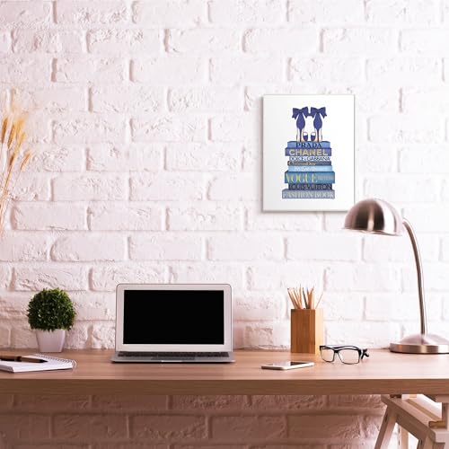 Image of Stupell Industries 'Blue Bow Heels on Bookstack'| Wall Plaque Art | Stupell Industries | 13 x 19 Inches, Easy to Hang and Sturdy, Made in USA, by Amanda Greenwood
