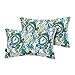 Zestaw 2 zewnętrznych/wewnętrznych poszewek na poduszkę lędźwiową 30x48cm, wodoodporna prostokątna poszewka na poduszkę Powłoka dekoracyjna poduszka Sham do Patio Garden, Kwiatowy Niebieski Zielony