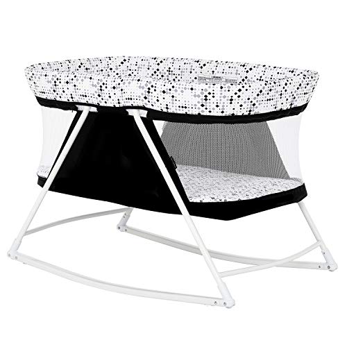 Dream On Me Palm in Bassinet Playpen Cradle Portable Pack N Play  New Born to Toddler, Black and White