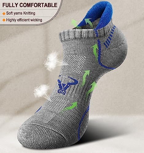 Image of BULLIANT Men Running Ankle Socks 6Pack-Cushioned Support-Low Cut No Show | Fully Terry Sole | Arch Support | Seamless Toe Closure | Moisture-Wicking Breathable Mesh | Reinforced Heel&Toe