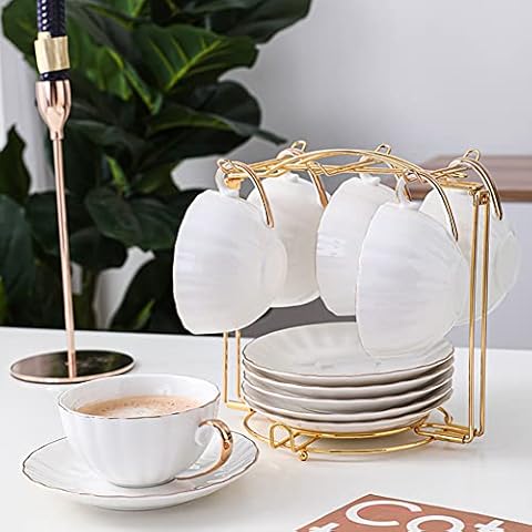 Espresso Cup Holder Tea Cup Storage Rack Hzcoffee Simple Anti-corrosion Steel Stand Rack for 6 Coffee Cups Mug Tree Display Stand Tea Cup Mug Removable Drink Holder Cover