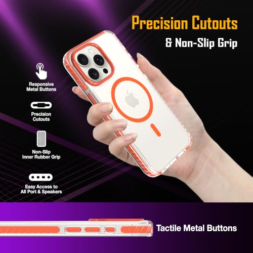 Image of Zapcase Crystal Clear Back case for iPhone 15 Pro Max | PC Back | TPU Bumper with Inner Rubber Grip | Metal Camera Guard Bezel | Metal Buttons | Scratch Resistant | 2 Layer Edge Protection | Orange