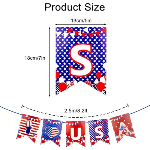 Image of 4th of July Banner - 4th of July Decorations for Independence Day, Red White and Blue Decorations for Fourth of July Party Patriotic Decor Indoor Outdoor